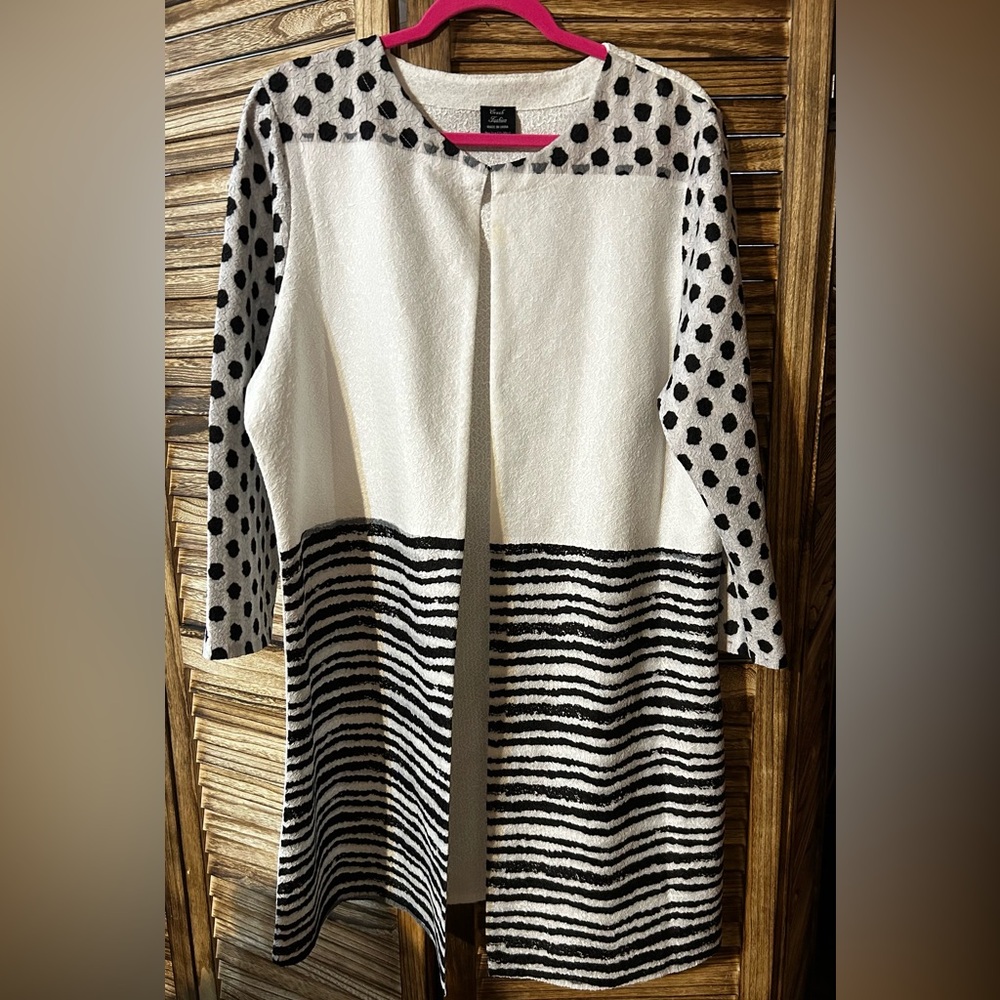 Black and White Polka Dot and Striped Tunic